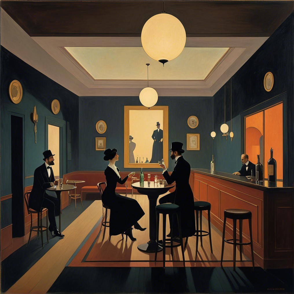 Elegant Bar Scene with Vintage Attire and Atmosphere