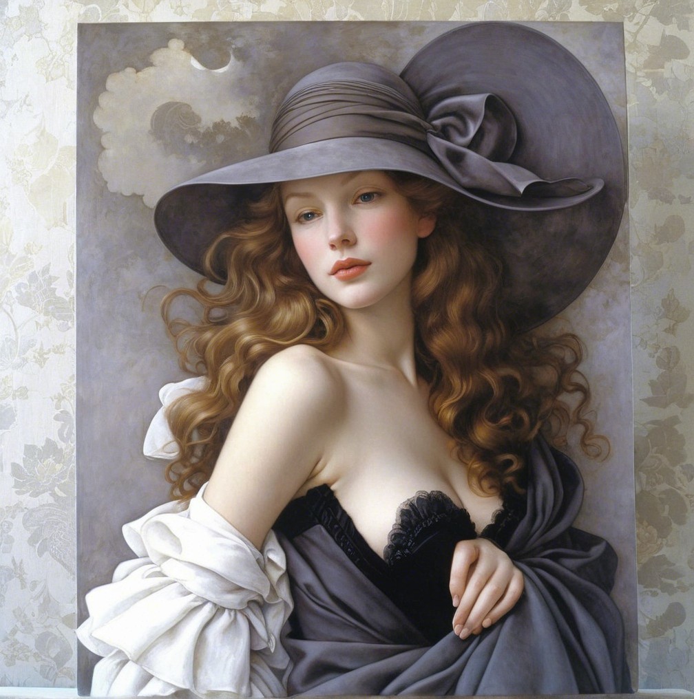 Portrait of a Young Woman in a Wide-Brimmed Hat
