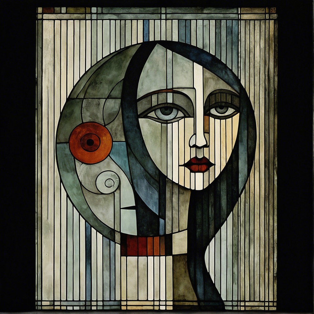 Stylized Portrait of a Woman in Geometric Design