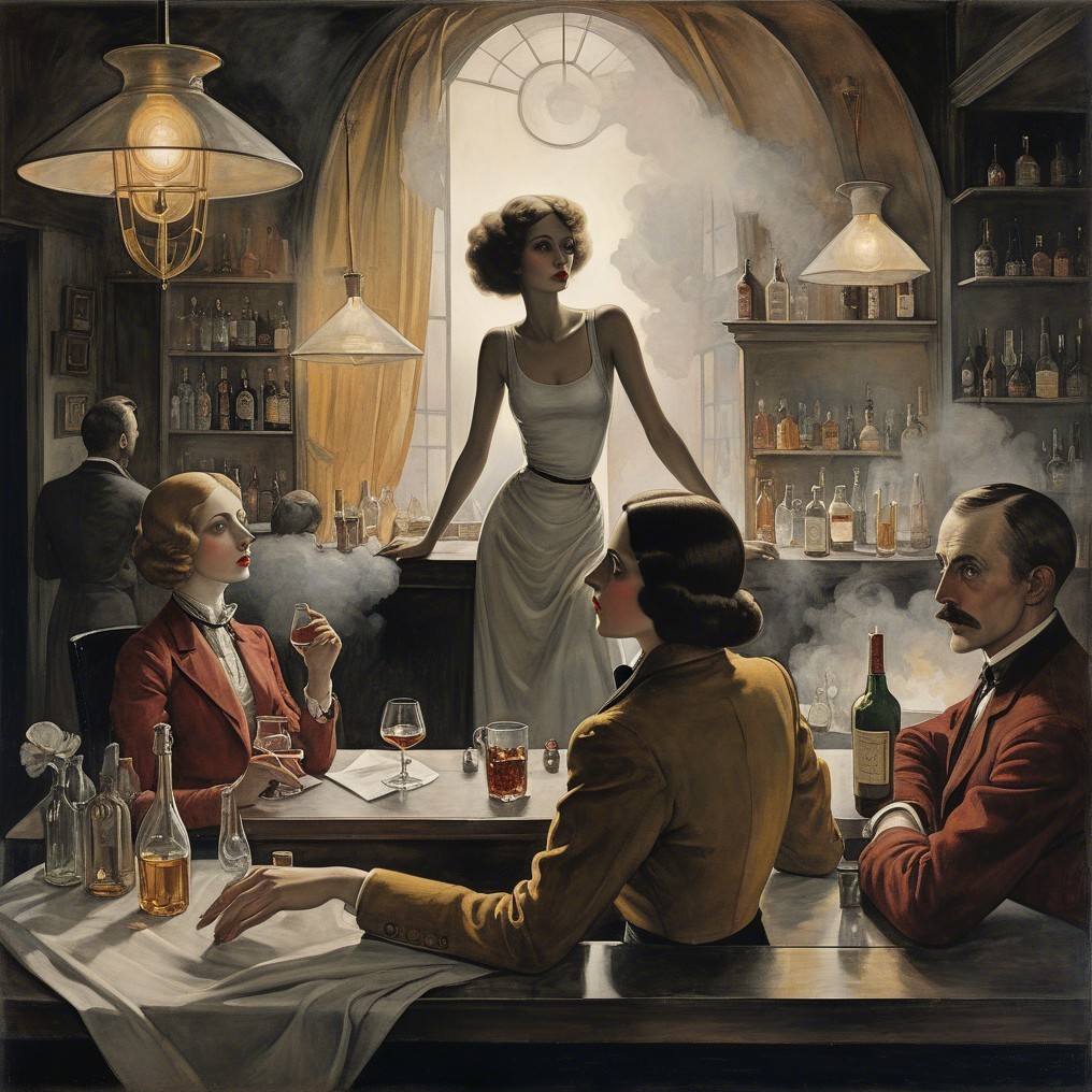 Glamorous Speakeasy Scene with Vintage Atmosphere