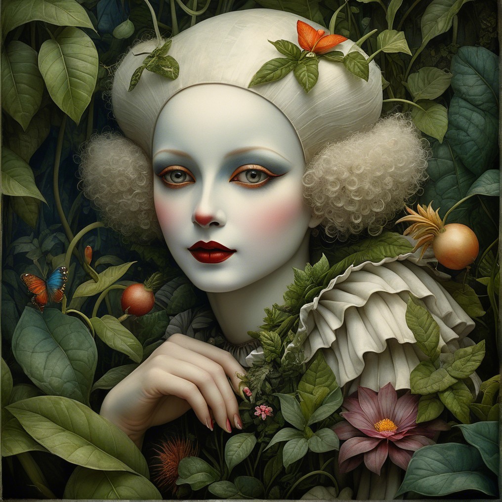Surreal Portrait of a Pale Figure Amidst Nature