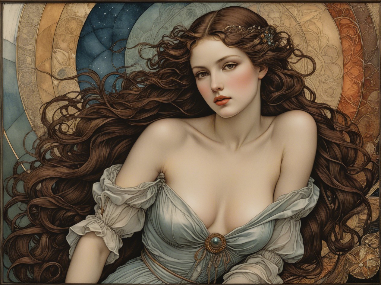 Portrait of a Young Woman in Celestial Setting