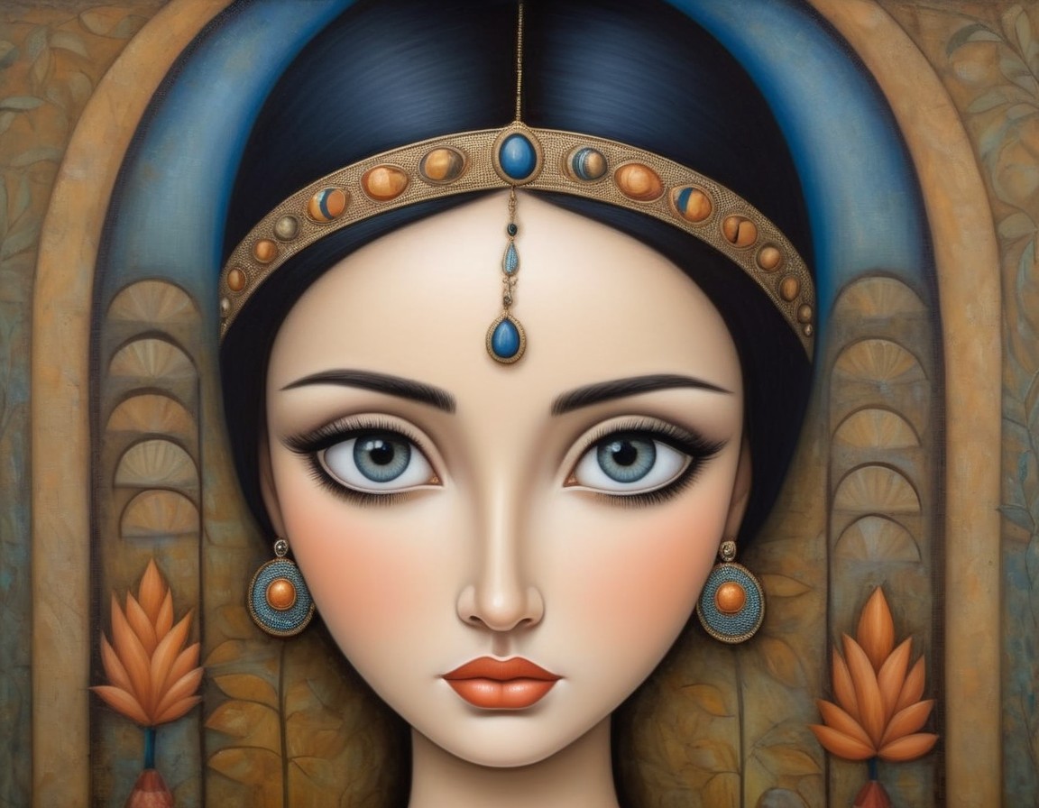 Portrait of a Woman with Expressive Eyes and Jewelry