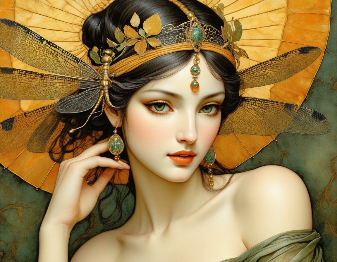 Woman with Butterfly Wings and Gemstone Headdress