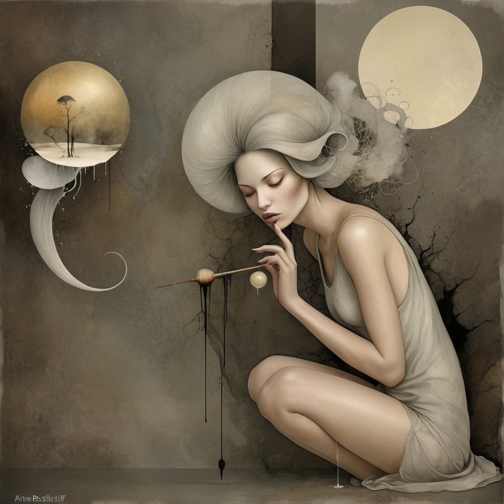Surreal Portrait of a Woman in Flowing Dress