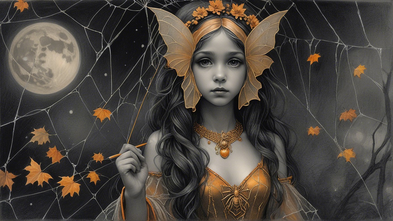 Mysterious Figure in Elegant Gown with Butterfly Wings