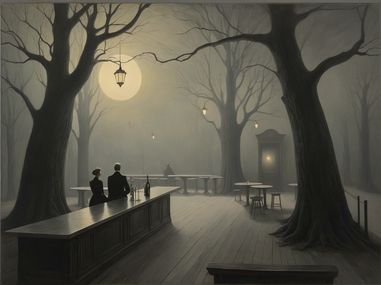 Fantastical Outdoor Bar Surrounded by Bare Trees