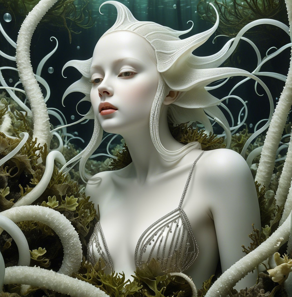 Surreal Underwater Scene with Ethereal Figure