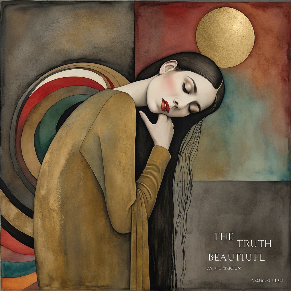 Serene Woman in Muted Colors and Geometric Shapes