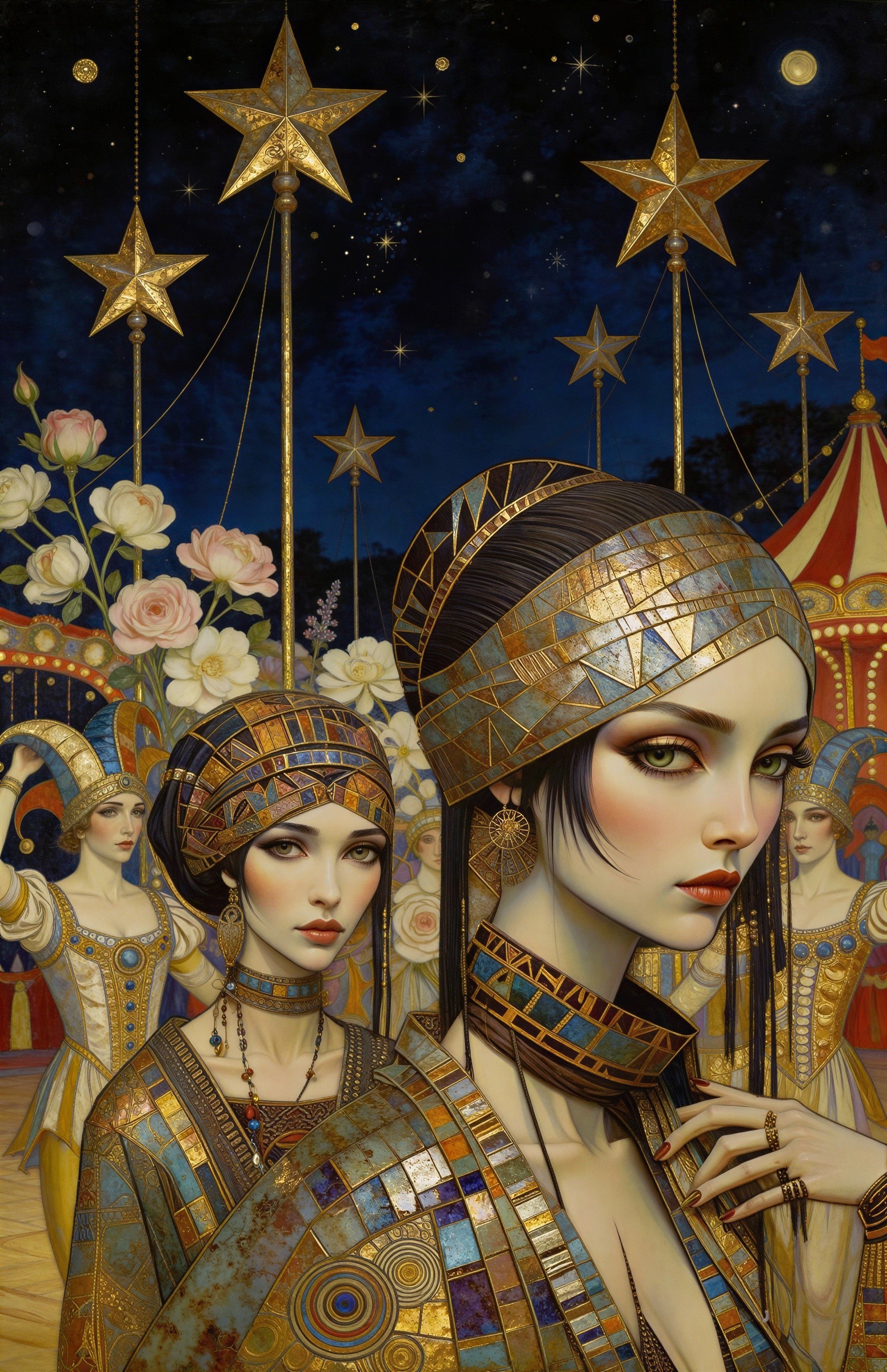 Digital Painting of Women in Art Nouveau Style