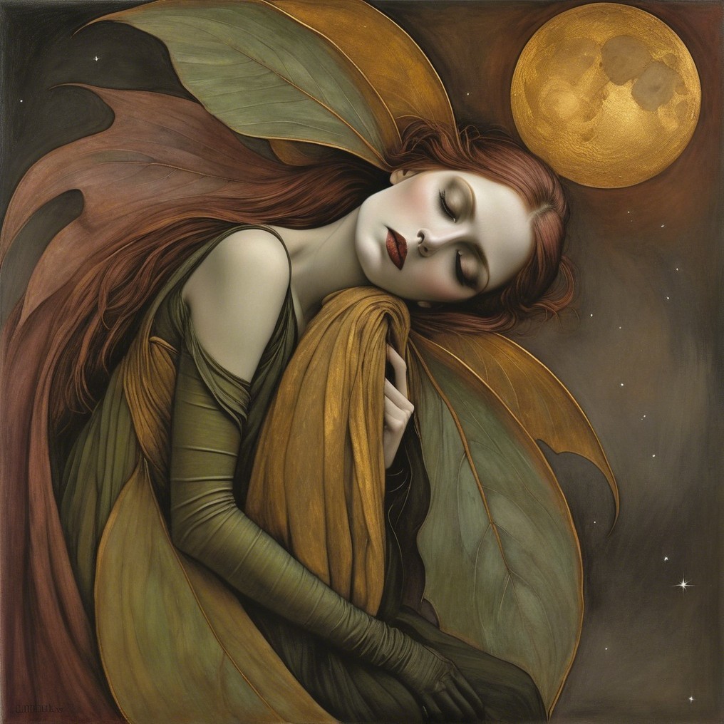 Serene Fairy with Red Hair and Delicate Wings