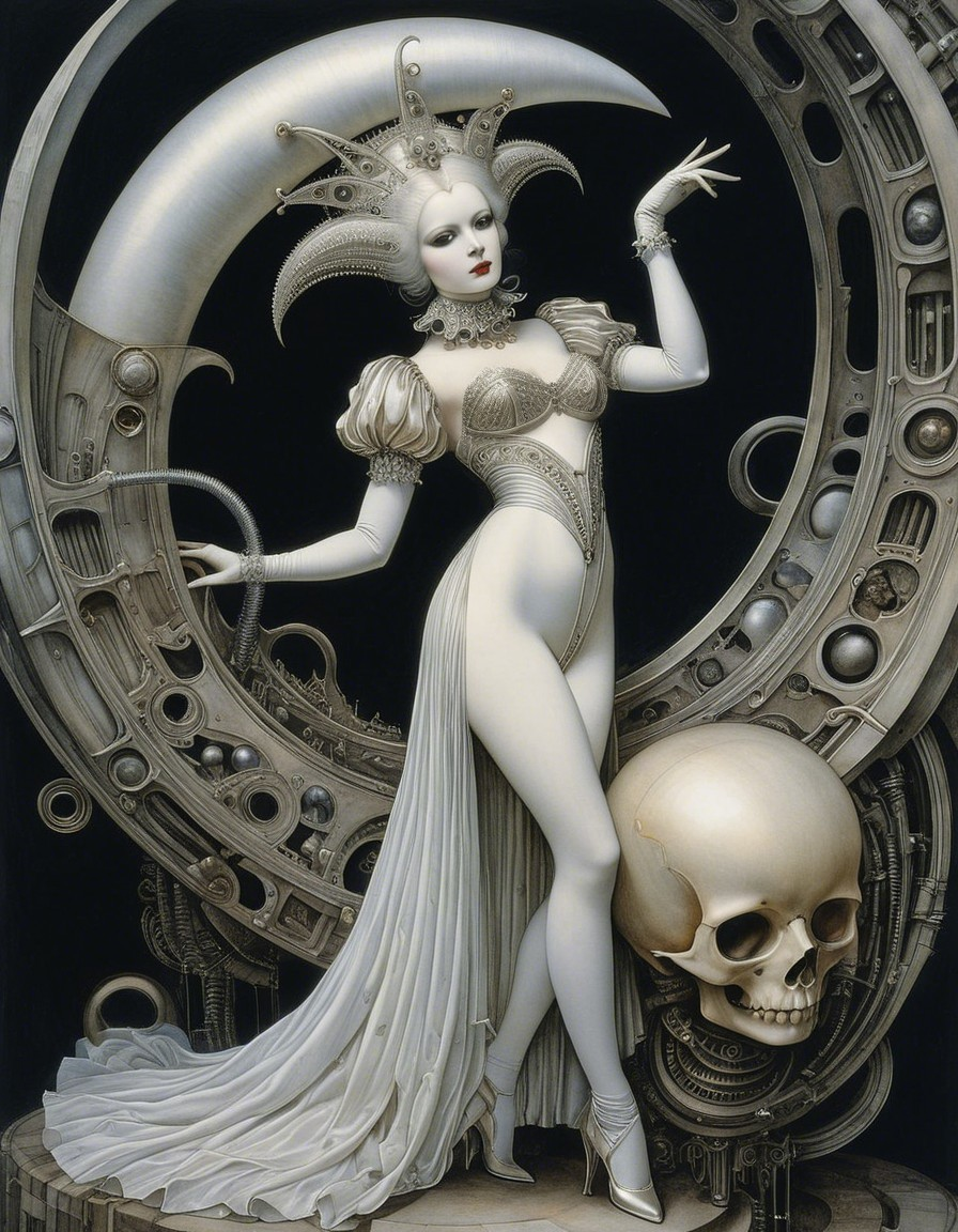 Futuristic Jester Figure with Gothic Elements