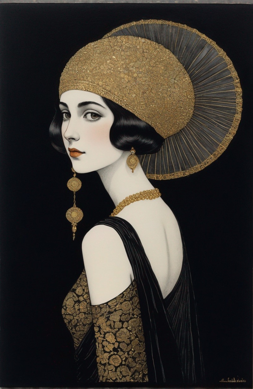 1920s Flapper Style Woman Illustration with Accessories