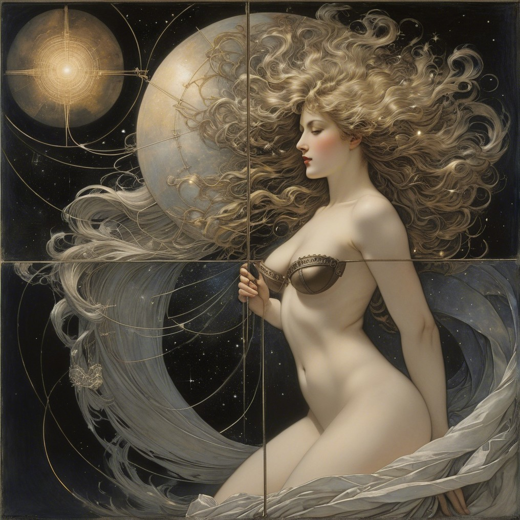 Celestial Figure in Cosmic Backdrop with Staff