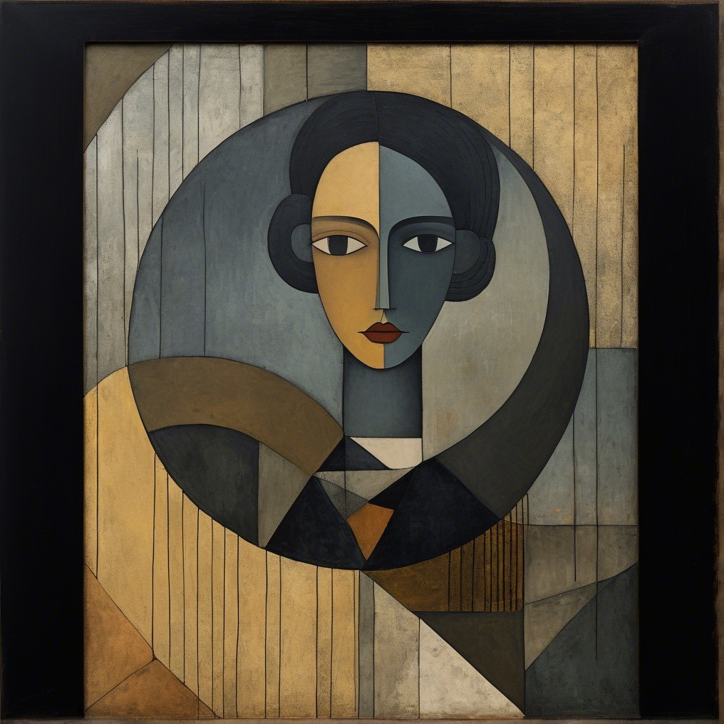 Stylized Portrait of a Woman in Geometric Shapes