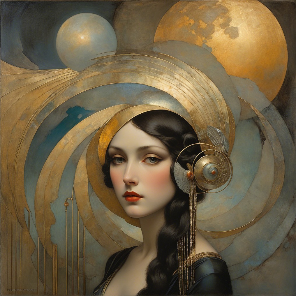 Striking Woman with Braided Hair in Ethereal Artwork