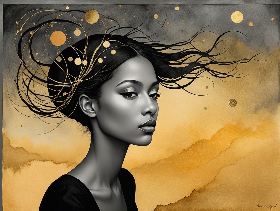 Portrait of a Woman with Abstract Background Elements
