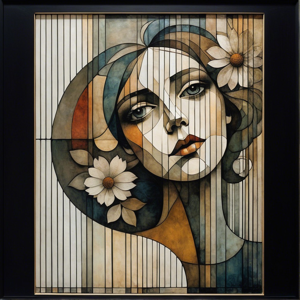 Stylized portrait of a woman with geometric features