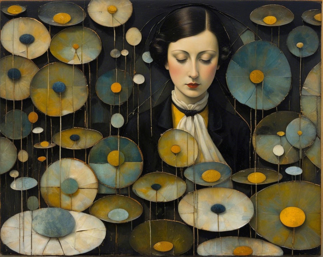 Serene Woman Surrounded by Colorful Lotus Flowers