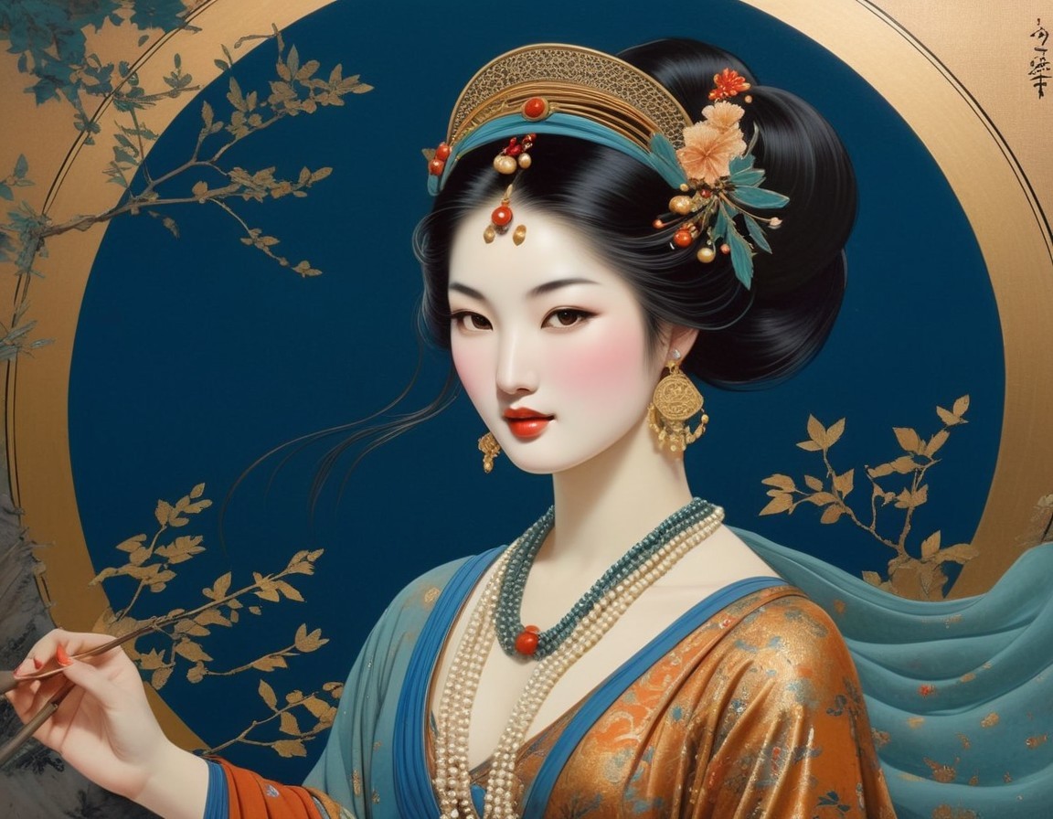 Illustration of a Woman in Traditional Attire