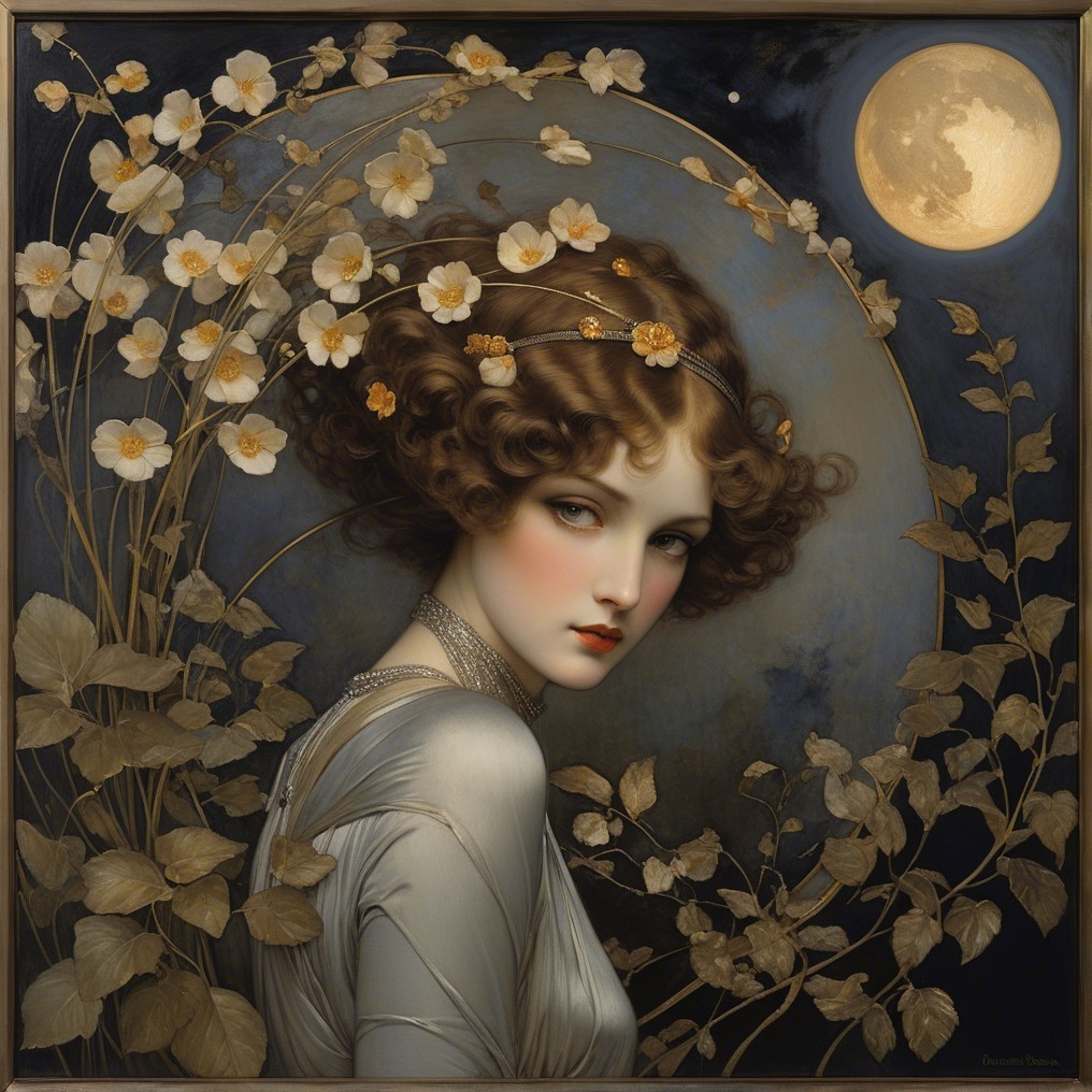 Dreamy Portrait of a Woman with Floral Accents