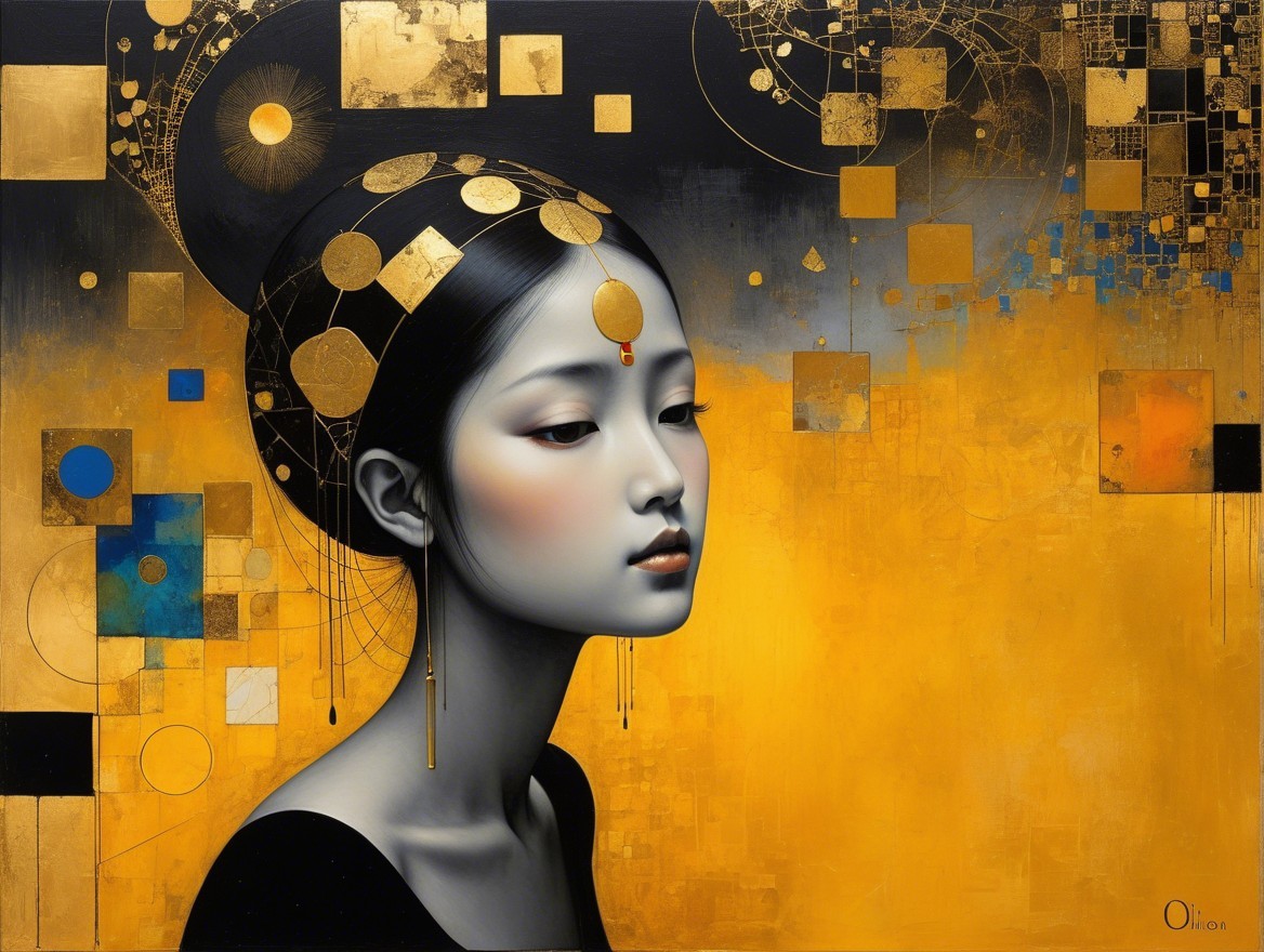 Stylized Portrait of a Young Woman in Vibrant Colors
