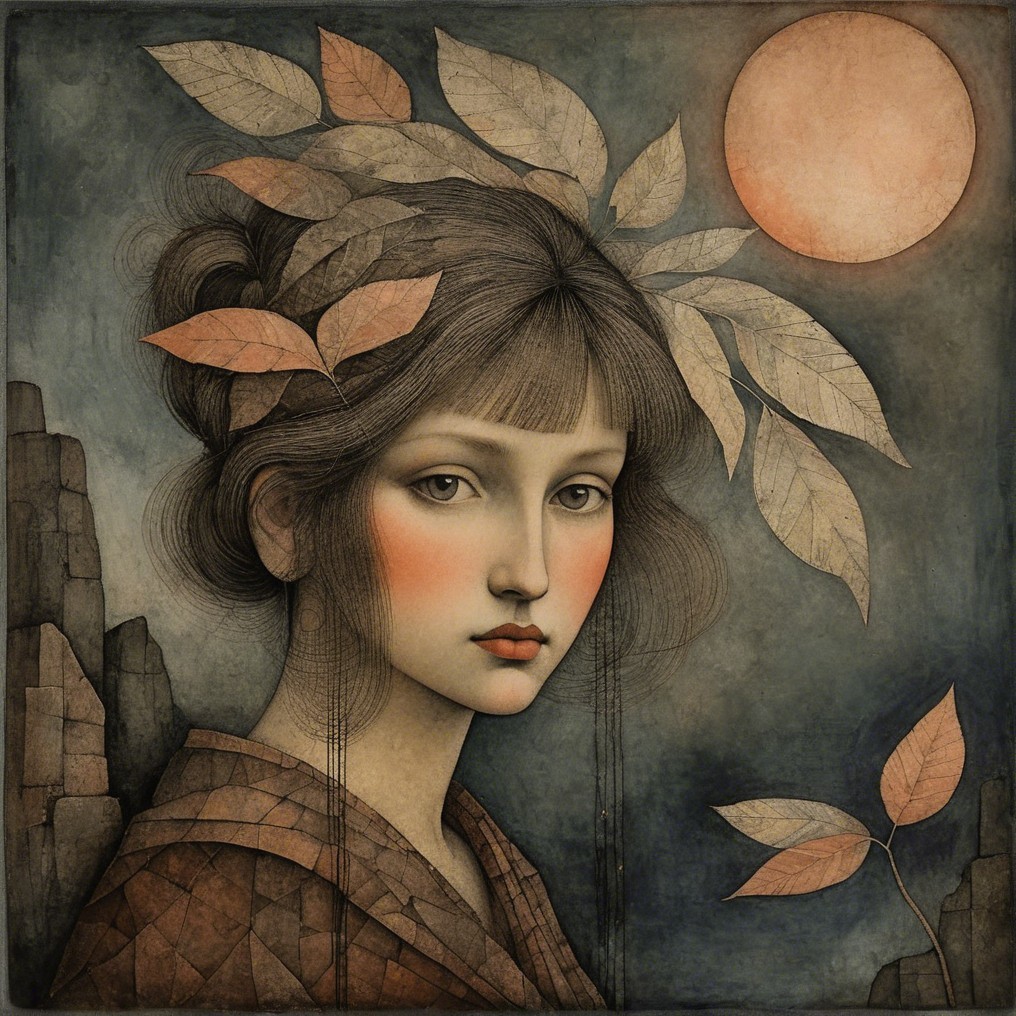 Serene Young Woman Surrounded by Nature and Light