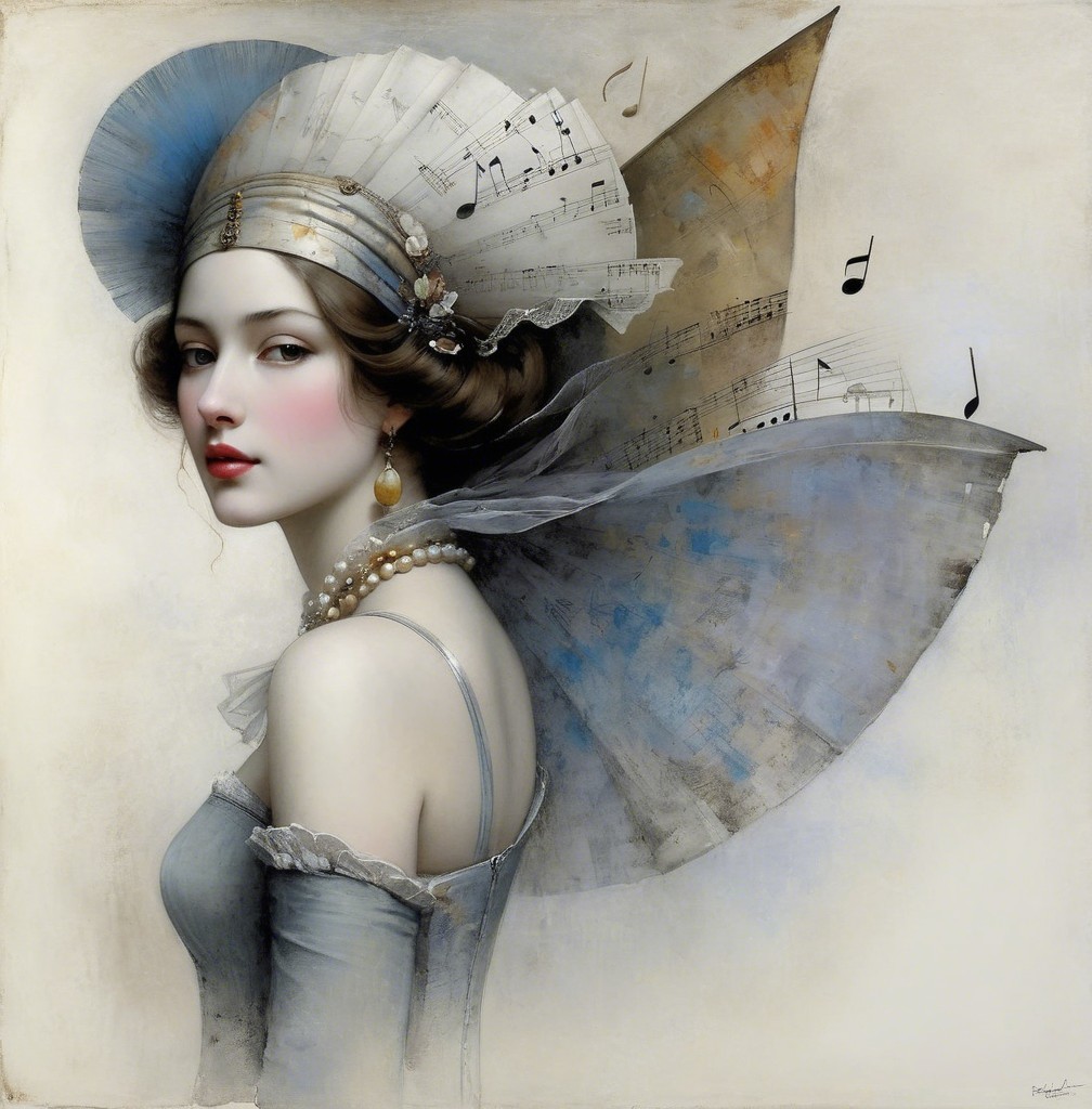 Profile of a Woman in a Musical-Themed Hat