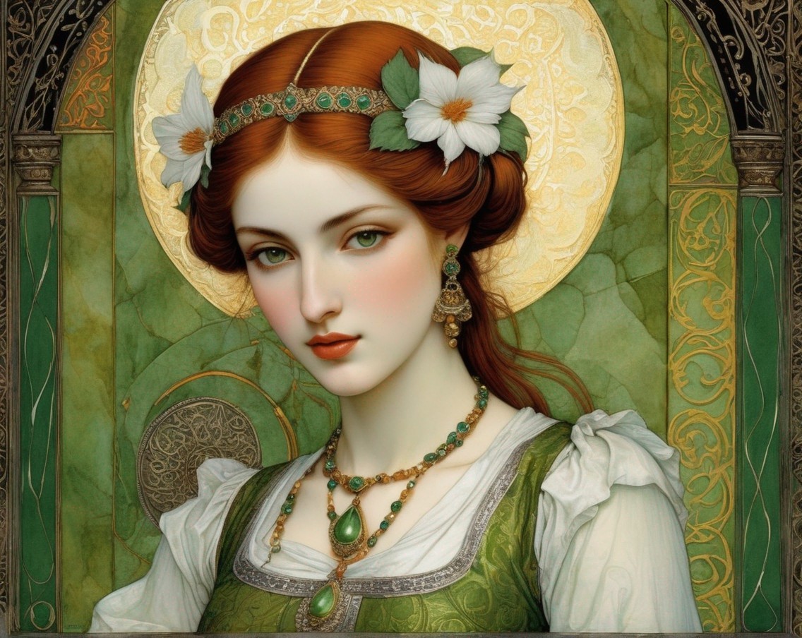 Victorian Woman with Red Hair in Ornate Setting