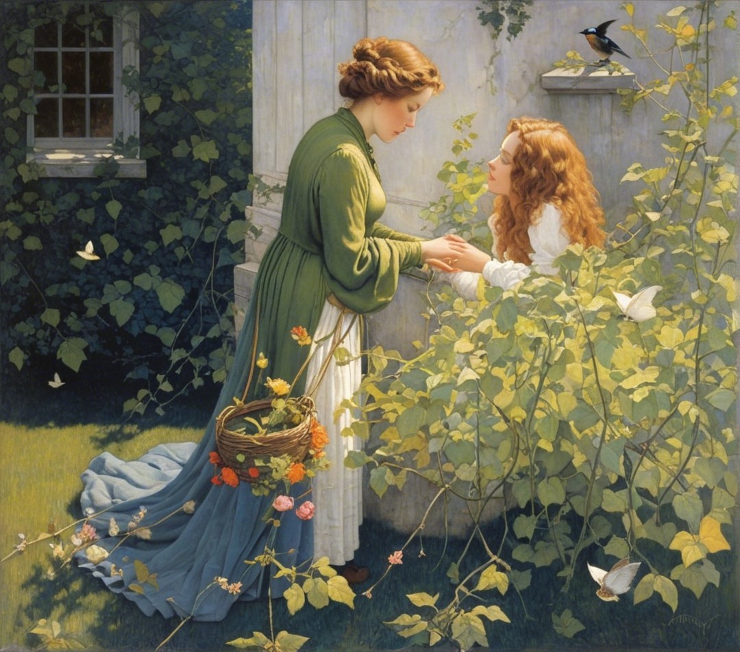 Tender Moment Between Two Women in a Garden
