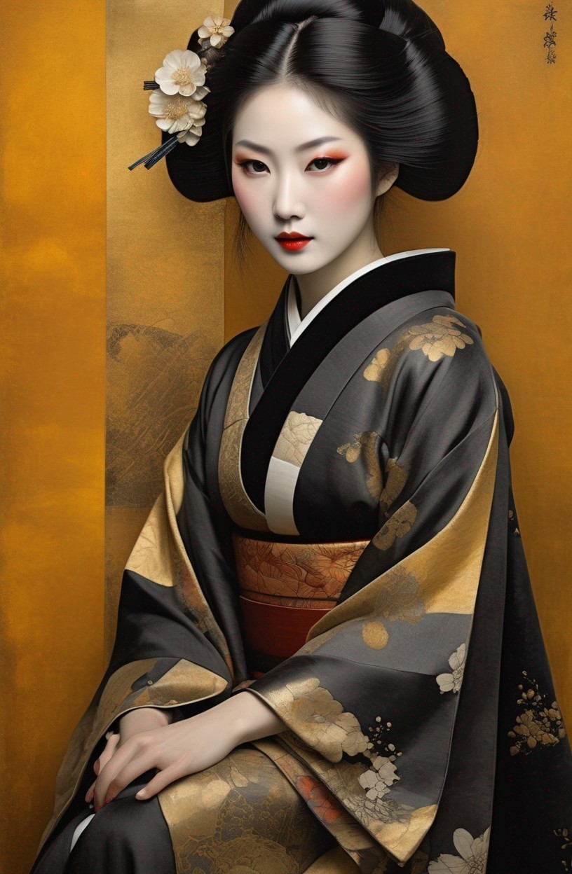 Traditional Kimono with Floral Patterns and Elegance