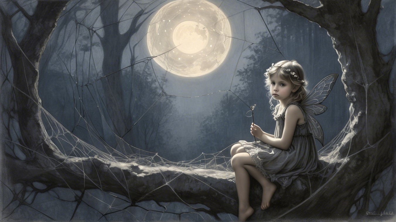 Fairy in a Mystical Forest Under a Full Moon