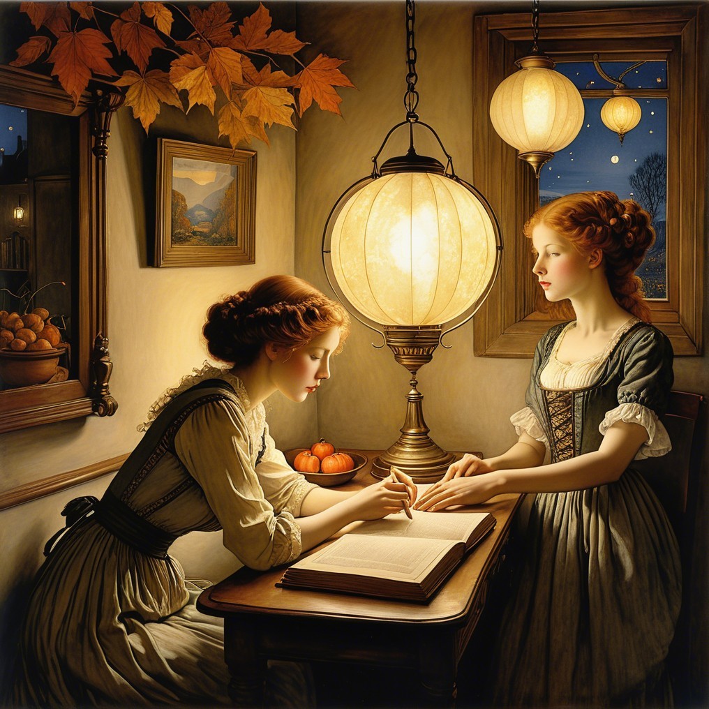 Cozy Room with Two Women Engaged in Writing Activity