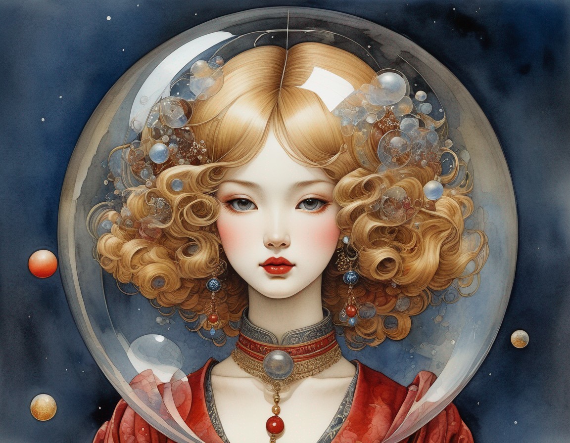 Illustration of a Female Figure in a Clear Bubble