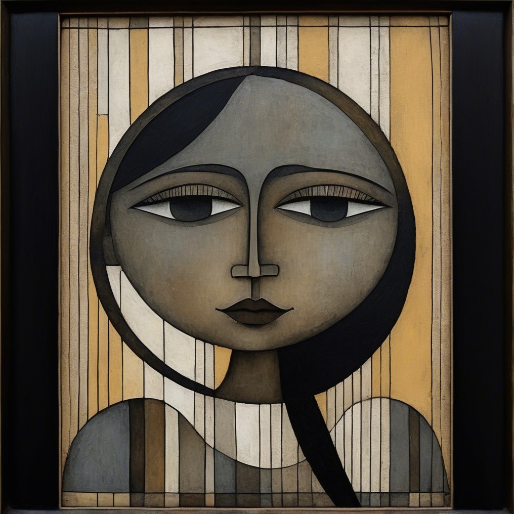 Stylized Portrait of a Woman with Minimalist Features