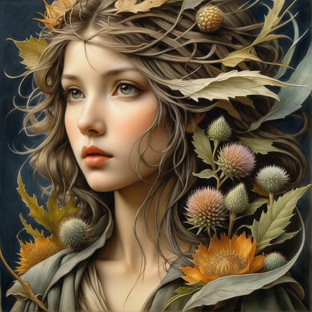 Portrait of a Young Woman with Autumn Elements