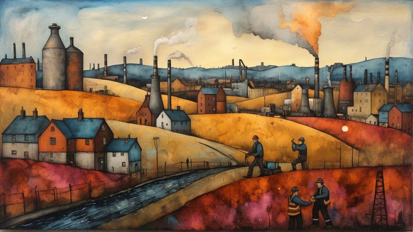 Vibrant Industrial Landscape with Nature and Industry