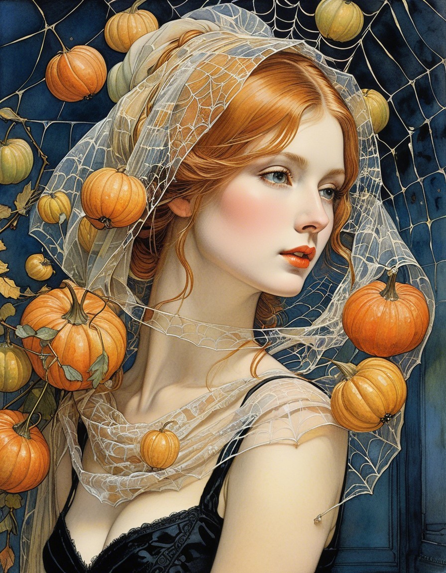 Young woman with red hair in autumn setting