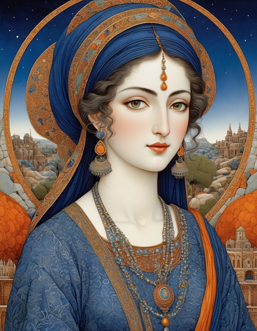Woman in Traditional Attire with Intricate Jewelry