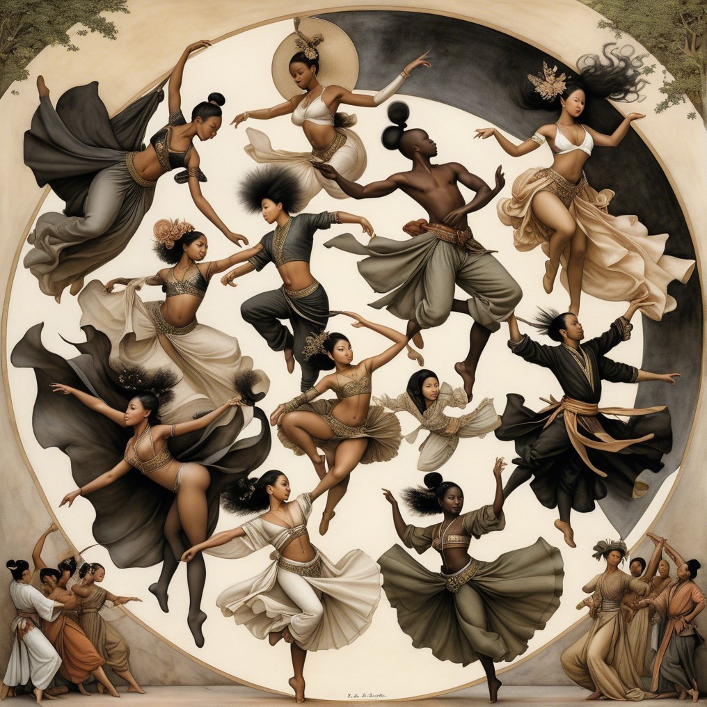 Vibrant Circle of Dancers in Diverse Attire