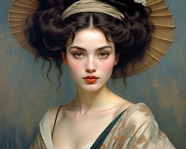 Portrait of a Young Woman in Off-Shoulder Dress