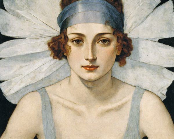 Serene Young Woman with Red Hair and Blue Headband
