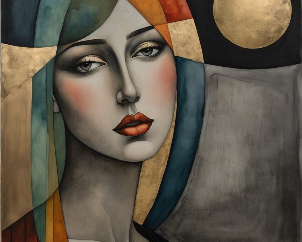 Stylized Portrait of a Woman with Bold Colors