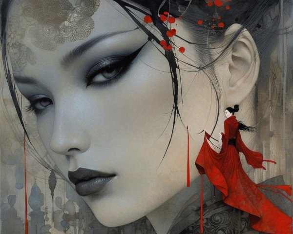 Portrait of a Woman with Intricate Patterns and Colors