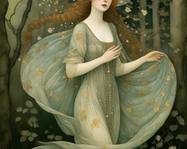 Fairy in an Enchanted Forest with Delicate Features