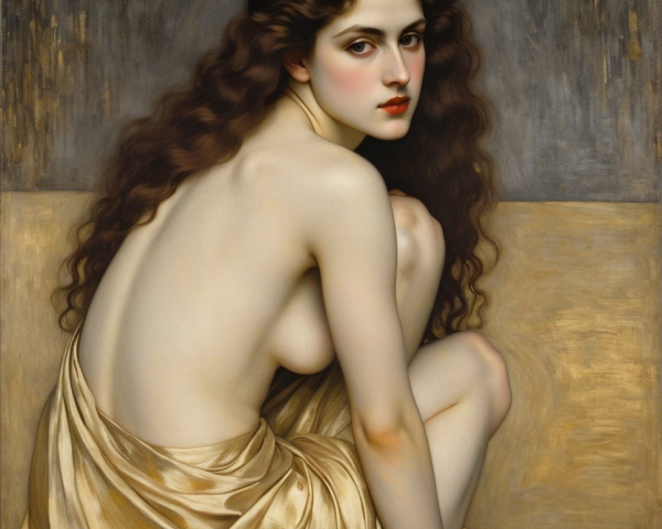 Portrait of a Young Woman with Flowing Hair and Drapery