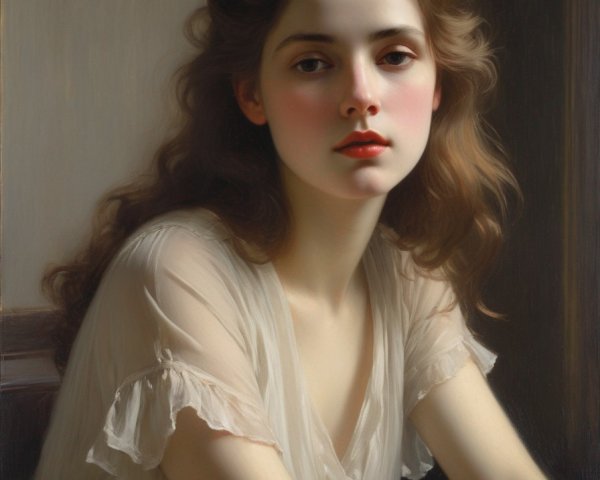 Portrait of a woman with wavy brown hair and blouse