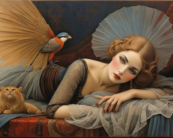 Full-Body Portrait of a Young Woman in Sheer Dress