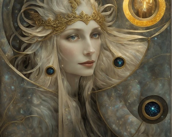 Mystical Ethereal Figure with Cosmic Elements