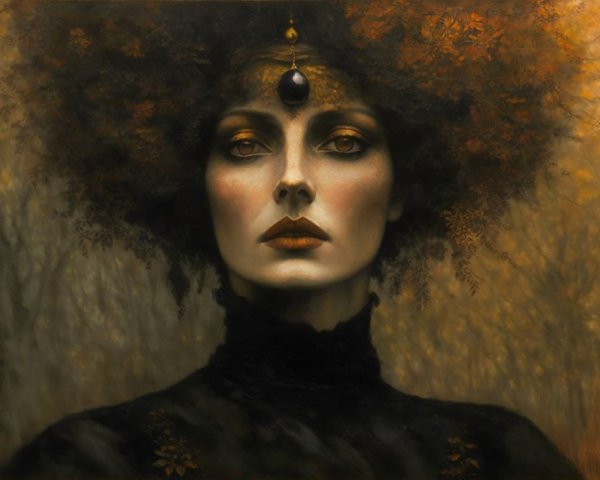Regal Portrait of Woman in Autumnal Forest Setting